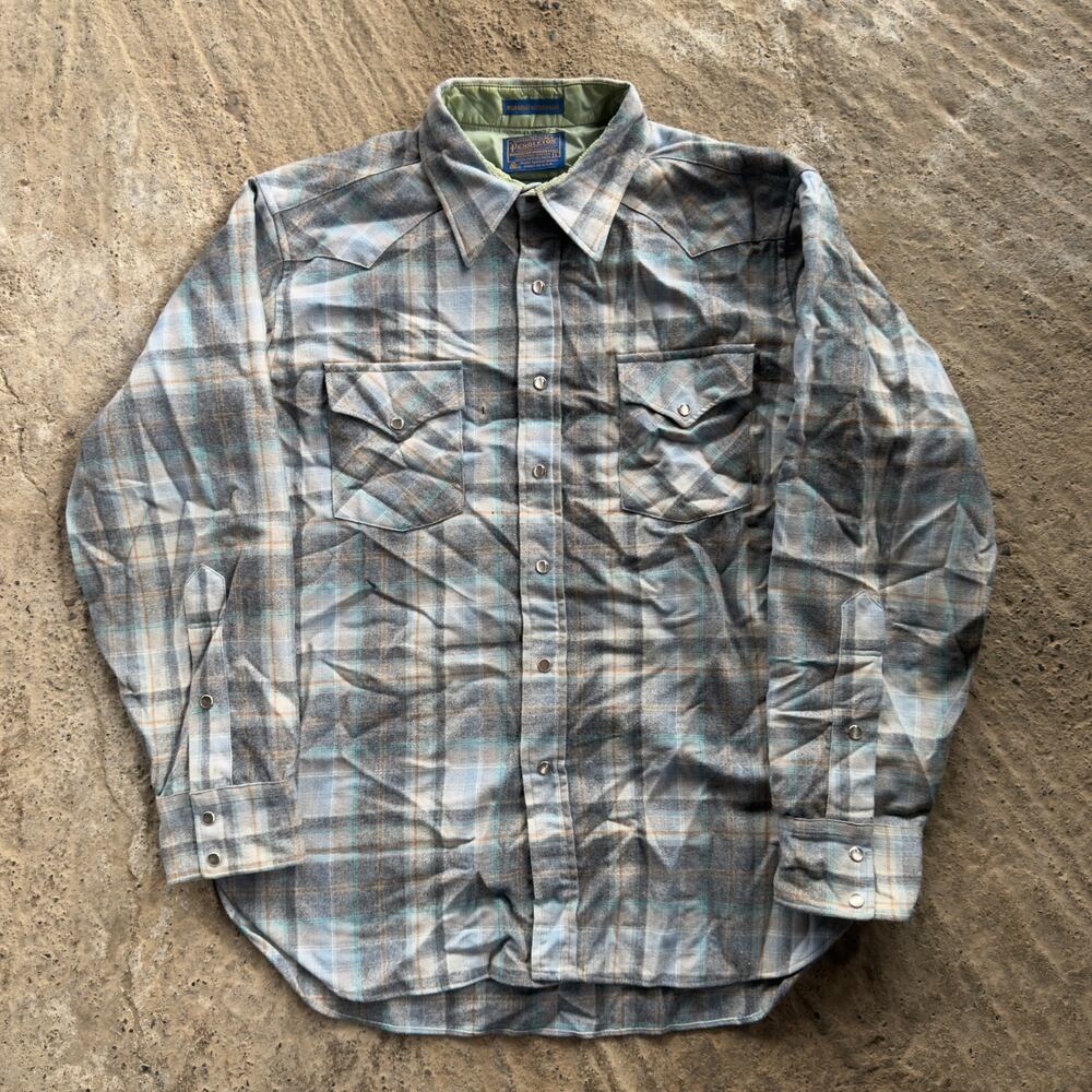 Vintage Pendleton High Grade Western Wear Wool Pearl Snap Shirt Size L Plaid USA